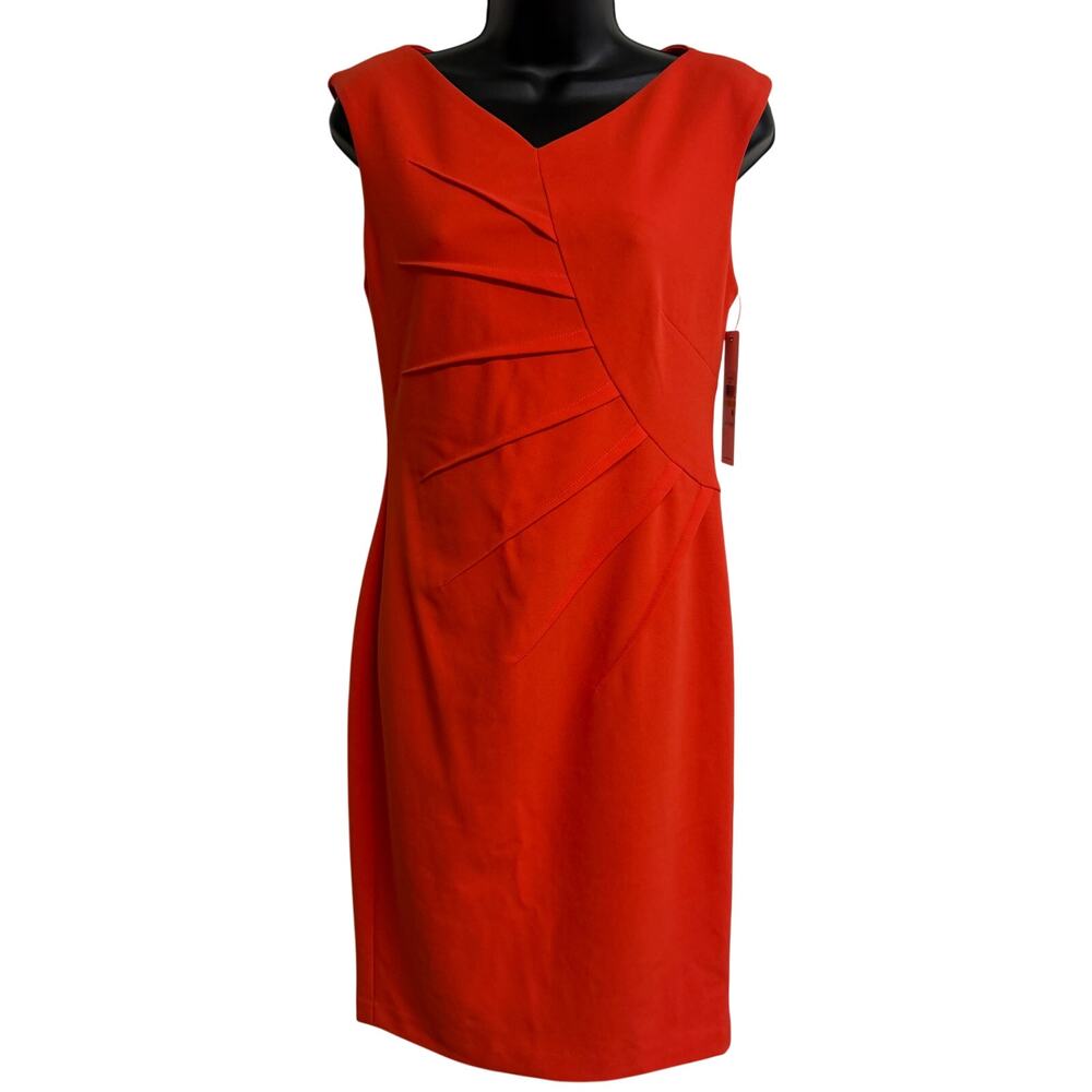 Calvin Klein Women Dress Sheath Size 4 Women Sleeveless Stretch Orange NWT New